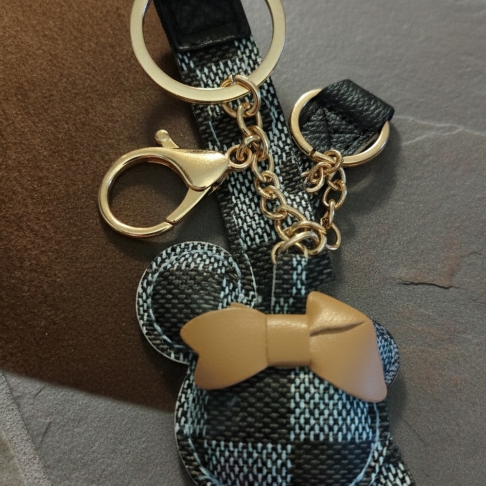 Plaid Keychain with Gold Tone Accents - Picture 1 of 1